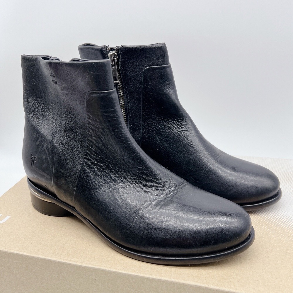 Frye Charlie Bootie Short Boots Booties Seam Black Leather Size Womens US 5.5